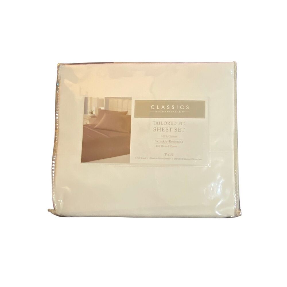 NWT classic charter club 100% cotton, wrinkle resistant white, 400 thread count